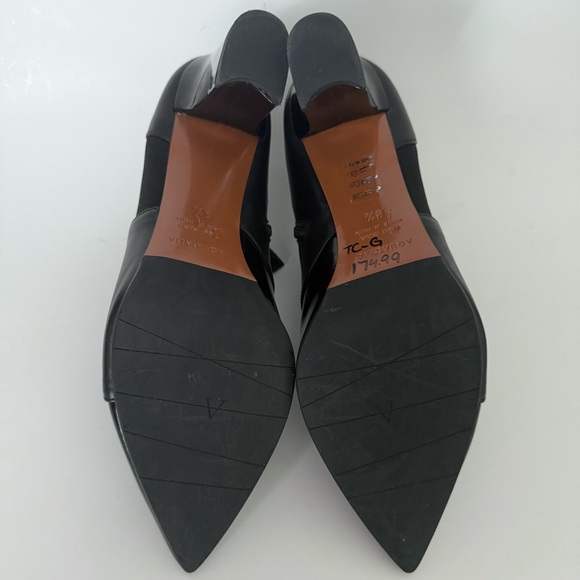 EUC Aquatalia Black Leather Ankle Booties Pointed Toe Italy - Picture 13 of 14